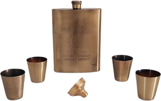 Φλασκί Σετ Jim Beam Χρυσό Stainless Steel 8oz