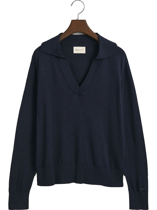 Damen Langarm Pullover Baumwolle Marineblau