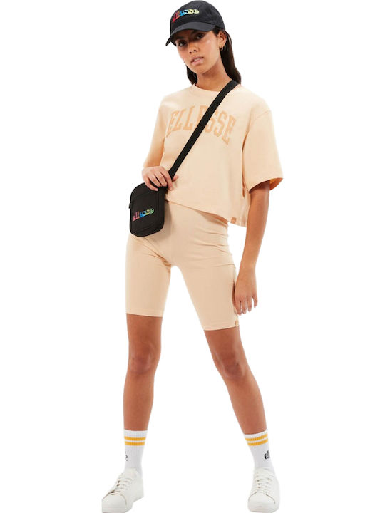 SGR17855 Women's Athletic Crop Top Short Sleeve Beige