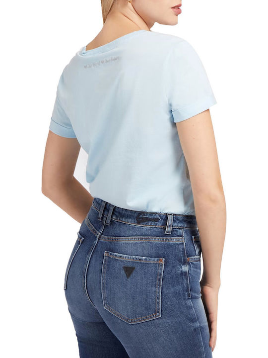 Guess Tricou Albastru Deschis