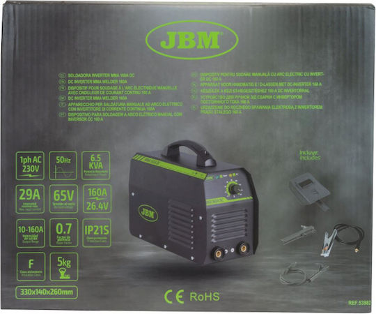 JBM Welding Machine Inverter MMA with Maximum Welding Current 160A and Duty Cycle 35%