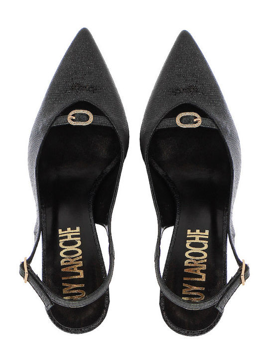 Leder Pumps mit hohem Absatz Schwarz
