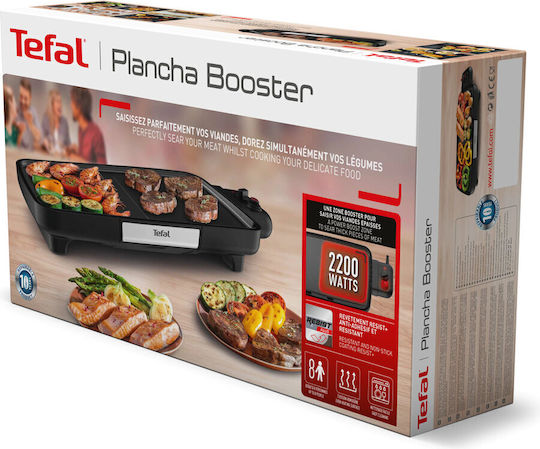 Tefal Plancha Tabletop Electric Grill Smooth Plate 2200W with Adjustable Thermostat 50cmx26cmcm