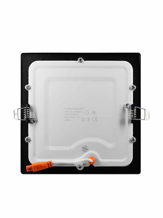 Vivalux Τετράγωνο Χωνευτό LED Panel 12W με Φυσικό Λευκό Φως 4000K