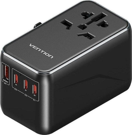 Vention Αντάπτορας Πρίζας σε Universal με 4 Θύρες USB