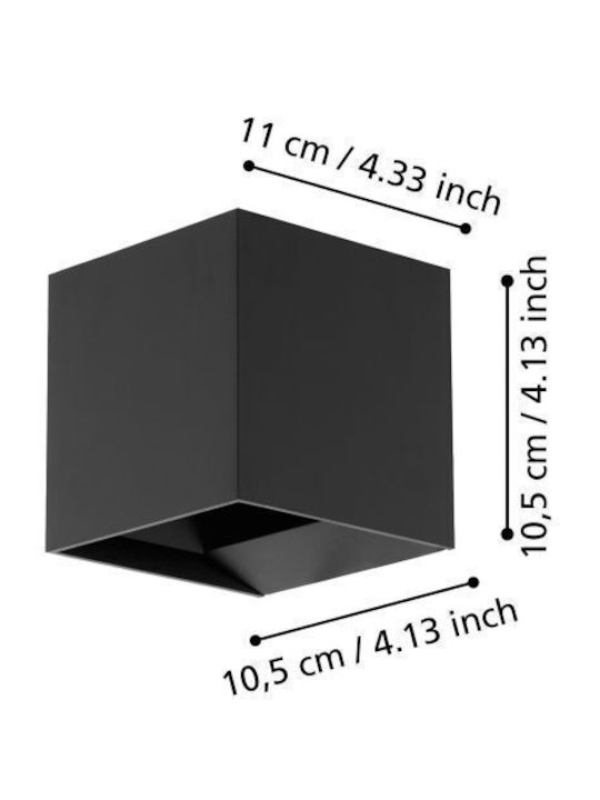 Eglo Calpino Wall-Mounted Outdoor Ceiling Light LED IP54 3.3W with Warm White Light Double Beam 10.5x10.5εκ.