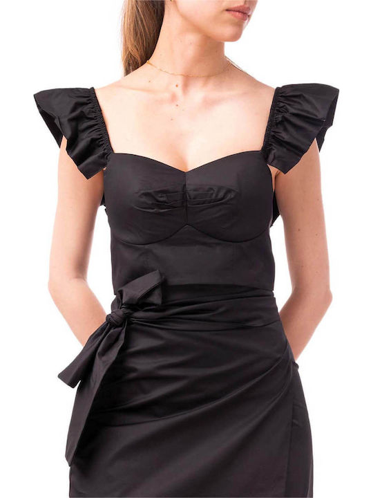 Γυναικείο Crop Top Βαμβακερό Μαύρο