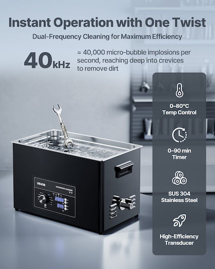 Vevor Ultrasonic Cleaner 30L Inox With Mechanical Timer