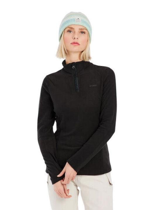 Winter Women's Fleece Blouse with Zipper True Black