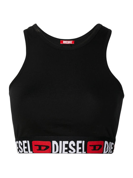 Damen Crop Top Ärmellos Schwarz