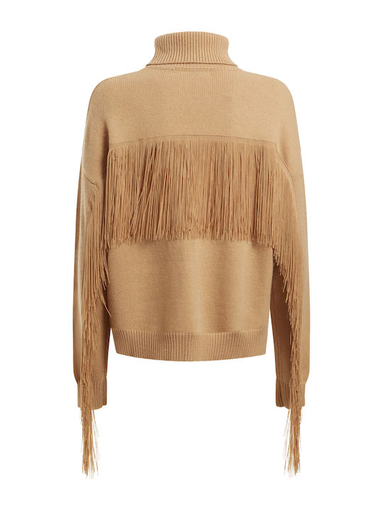Women's Blouse Long Sleeve Turtleneck Beige