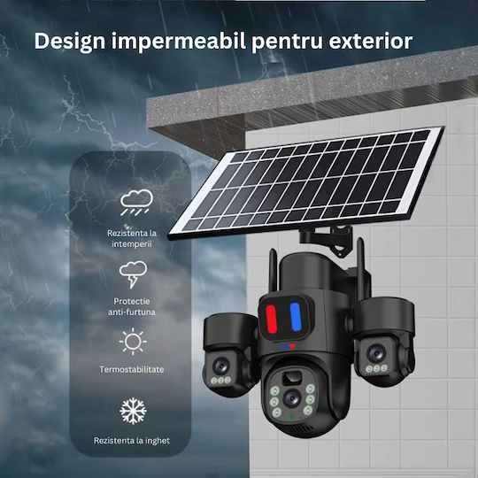 Taggo ES-SOLAR-XLGB-HL-BLACK-4G IP Cameră de Supraveghere Wi-Fi/4G 12MP Rezistentă la apă Pe baterii cu Comunicare Bidirecțională și Lentilă 4mm