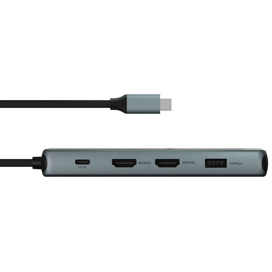 Icy Box USB-C Stație de andocare cu HDMI 4K PD Ethernet Gri (IB-DK4062-CPD)