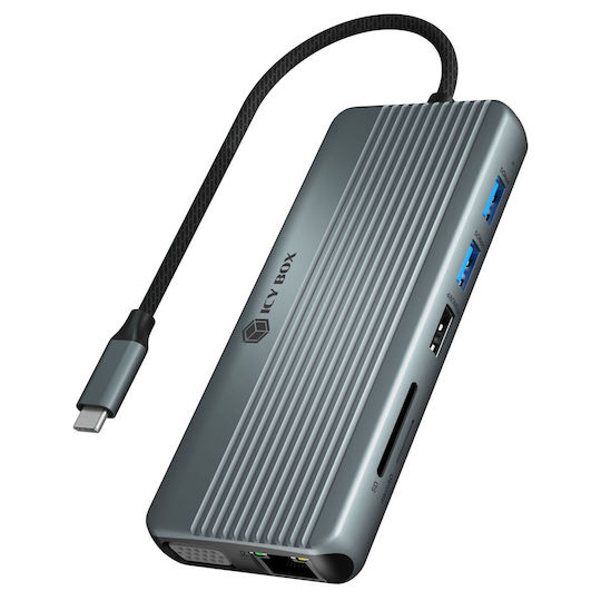Icy Box USB-C Stație de andocare cu HDMI 4K PD Ethernet Gri (IB-DK4062-CPD)