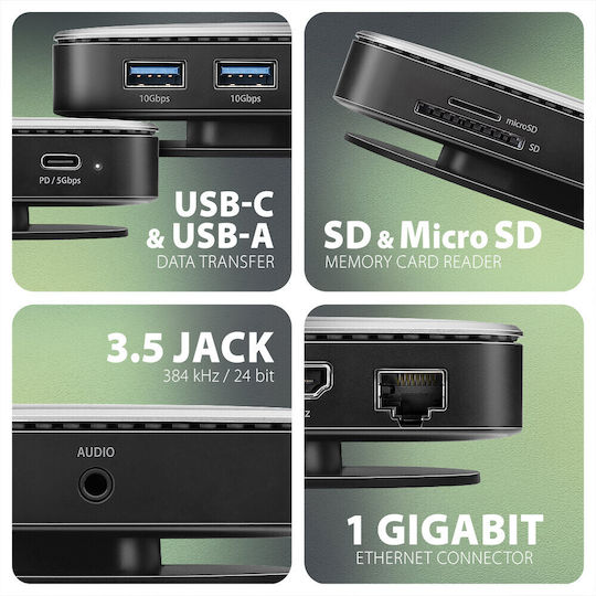 Axagon HMC-UFO USB-C Docking Station mit HDMI 4K PD Ethernet Gray