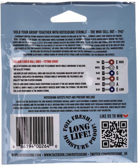 Rotosound Bs10 British Steels Μονή Χορδή Steel Ηλεκτρικής Κιθάρας 10"