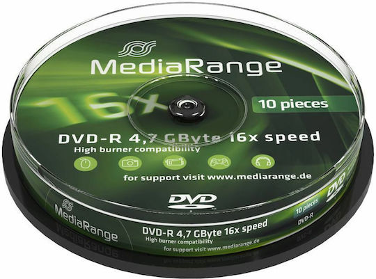 MediaRange Записваеми DVD-R 16x 4.7ГБ Кутия за торта 10бр