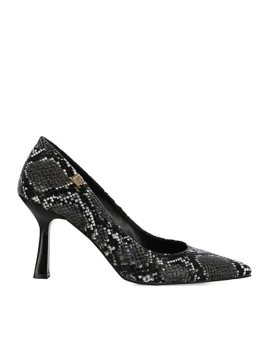 Pantofi cu toc BLACK AND WHITE SNAKE