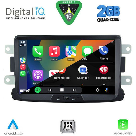 Digital IQ Ηχοσύστημα Αυτοκινήτου για Renault Captur 2012 (Bluetooth/USB/WiFi/GPS/Apple-Carplay/Android-Auto) με Οθόνη Αφής 8"