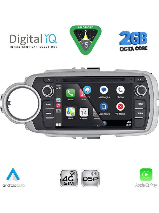 Digital IQ Car Audio System for Toyota Yaris 2011-2020 (Bluetooth/USB/WiFi/GPS/Apple-Carplay/Android-Auto) with Touch Screen 7"