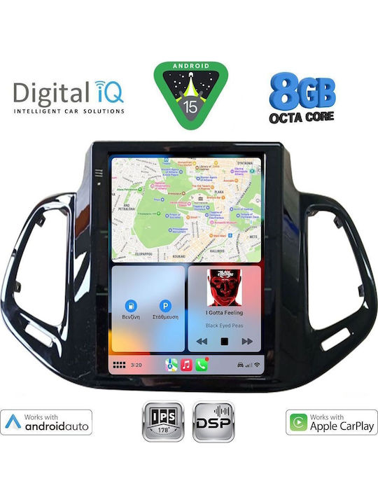 Digital IQ Auto-Audiosystem für Jeep Kompass 2017-2021 mit Klima (Bluetooth/USB/AUX/WiFi/GPS/Apple-Carplay/Android-Auto) mit Touchscreen 9.7"