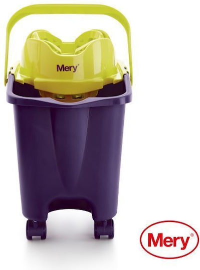 Rayen Mery Mop Eimer mit Auswringer mit Automatischem Piesthario & Räder 14lt Lila/Grün