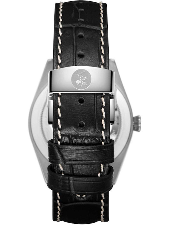 Beverly Hills Polo Club Men's Watch Battery with Black Leather Strap