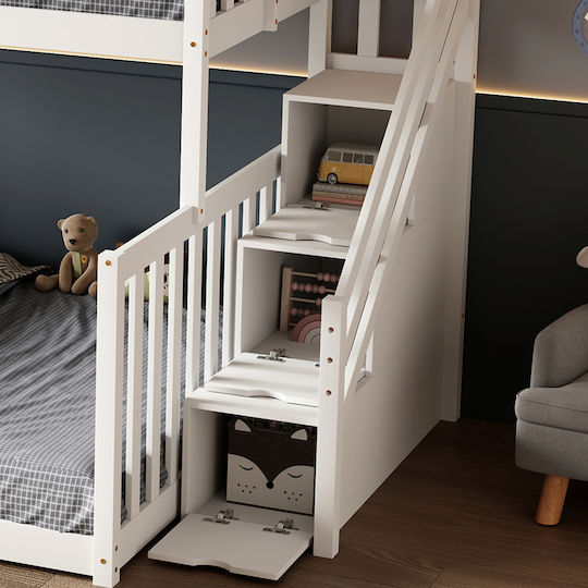 Beamer Kids Bed Bunk Semi Double White for Mattress 140x190cm