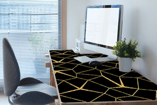 Protecție Pentru Suprafețe De Lucru Vinil Mozaic Aurie Neagră 120x60 Cm