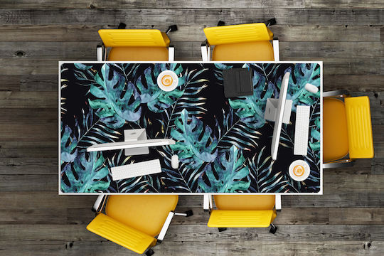Desk Pad Decorative Print Dark Leaves 100x50 Cm