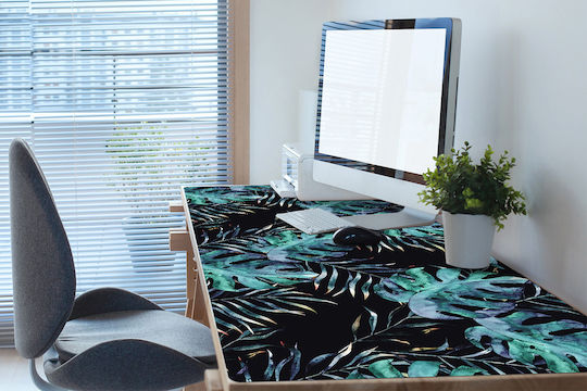 Desk Pad Decorative Print Dark Leaves 100x50 Cm