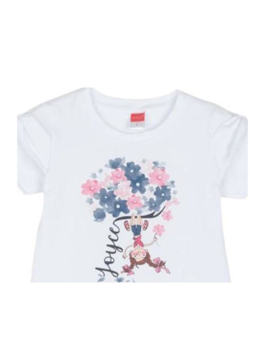 Παιδικό Σετ με Σορτς Καλοκαιρινό 2τμχ Λευκό Flowers