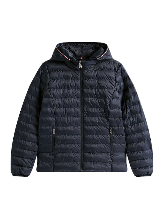 Κοντό Γυναικείο Puffer Μπουφάν για Χειμώνα DarkBlue