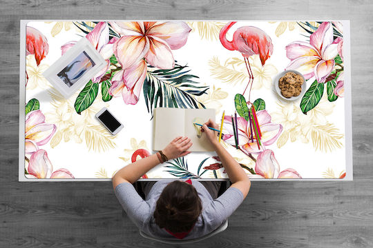 Vinyl Desk Pad Flamingo In Flowers 90x45 Cm