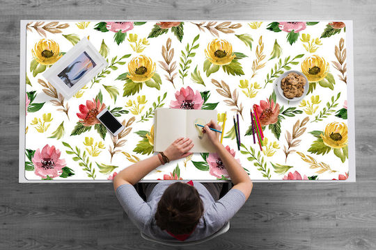 Vinyl Unterlage Tastatur & Maus Aquarell Blumen 100x50 cm