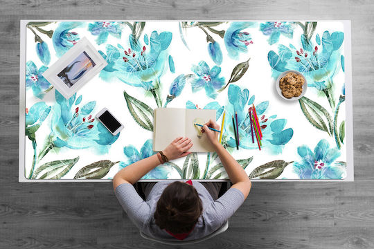 Tulup Schreibtischunterlagen Tastatur Maus Türkis Blumen 90x45 cm