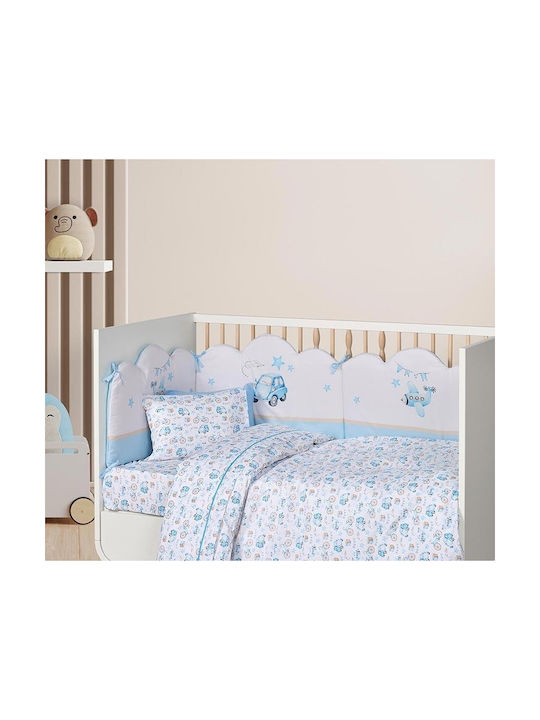 Das Home Σετ Βρεφικά Σεντόνια Κούνιας Βαμβακερά Fun 4918 Ochre, Blue, White 130x170εκ. 3τμχ