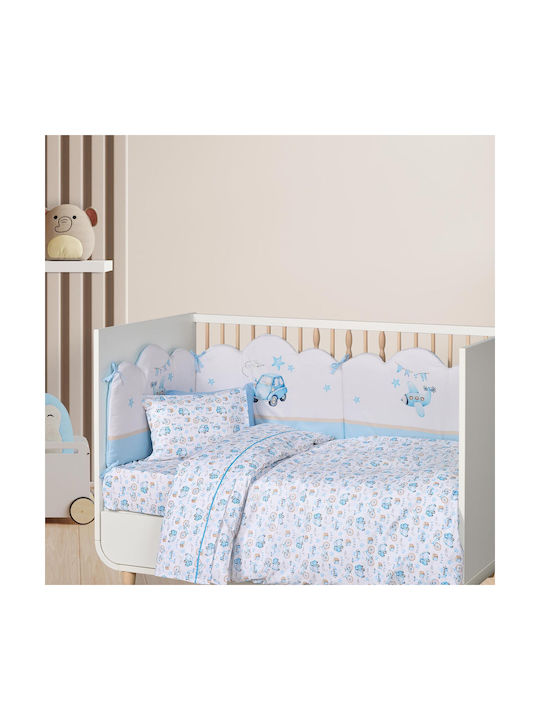 Das Home Σετ Βρεφικά Σεντόνια Κούνιας Βαμβακερά Fun 4918 Ochre, Blue, White 130x170εκ. 3τμχ