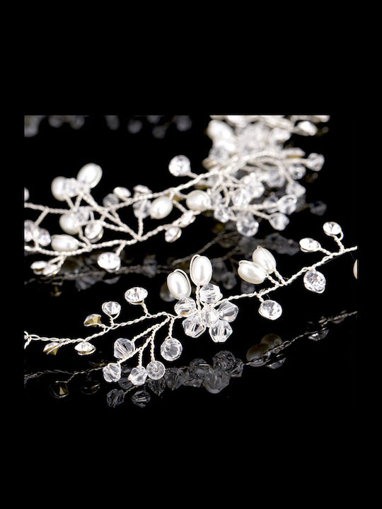 Unique Bridal Hair Decoration Long Vine Silver-Plated or Gold-Plated Crystals Pearls Elise