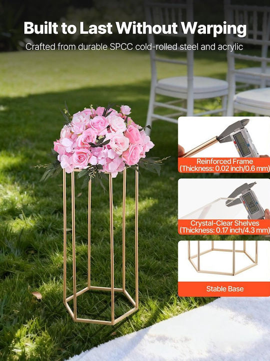 Wedding Flower Base Vevor 10 Pieces Flower Base Column 60cm Flower Bases Acrylic Laminate Hexagonal Cubic Flower Display Base Wedding Party Birthday Home Gold Centerpiece Bases