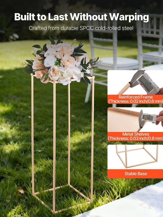 Wedding Flower Base Vevor 10 Pieces Flower Base Column 80cm Flower Bases Metal Laminate Gold Rectangular Flower Presentation Base Wedding Party Birthday Home Gold Centerpiece Bases