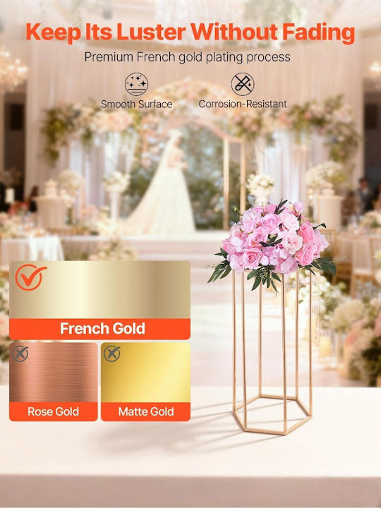 Wedding Flower Base Vevor 10 Pieces Flower Base Column 60cm Flower Bases Acrylic Laminate Hexagonal Cubic Flower Display Base Wedding Party Birthday Home Gold Centerpiece Bases