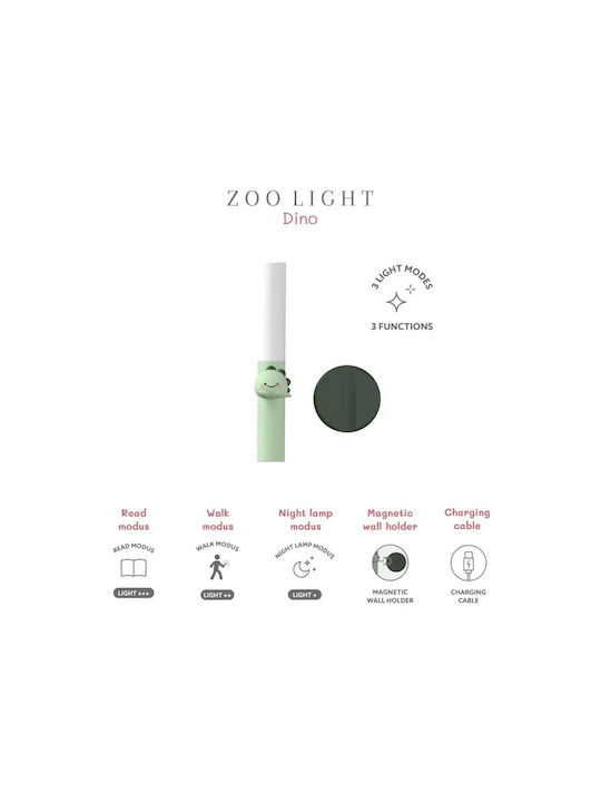Kinder Dekorative Lampe Zoo Family Grün 18x2.5cm