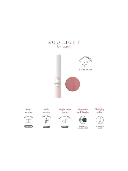 Unicorn Kinder Dekorative Lampe Rosa 18x2.5cm