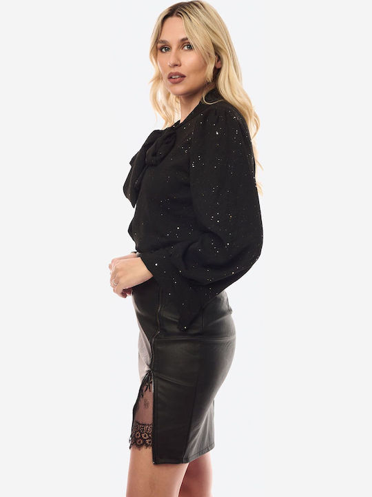 Langärmelig Damen Hemd Black