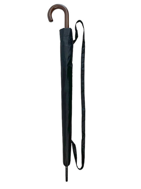 Kevin West Windproof Automatic Umbrella with Walking Stick Black