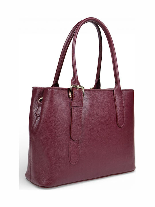 Leather Women's Bag Tote Handbag Burgundy