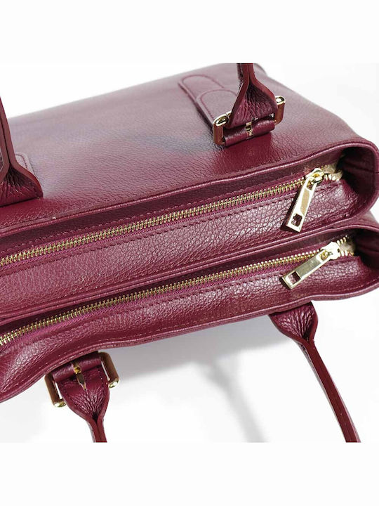 Leather Women's Bag Tote Handbag Burgundy