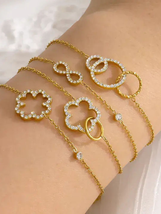 Women's Bracelet made of Steel Gold Plated with Zircon