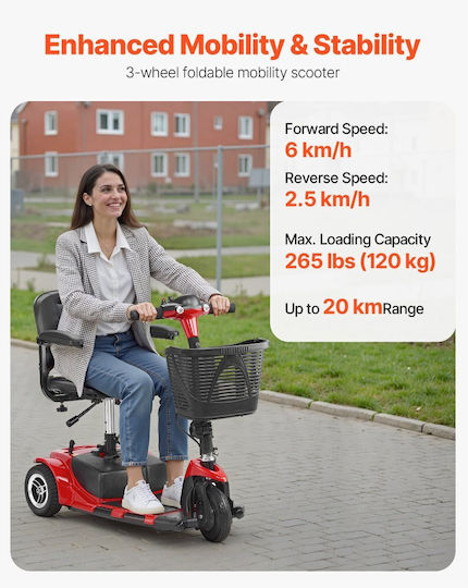 Vevor Scaun cu Rotile Scooter Pliabil CXZDZXCHS3L2EEAFH001V2 Roșu